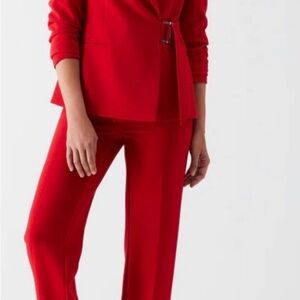 Rafaella Vibrant Red Wide-Leg Tailored Pantsuit Pants